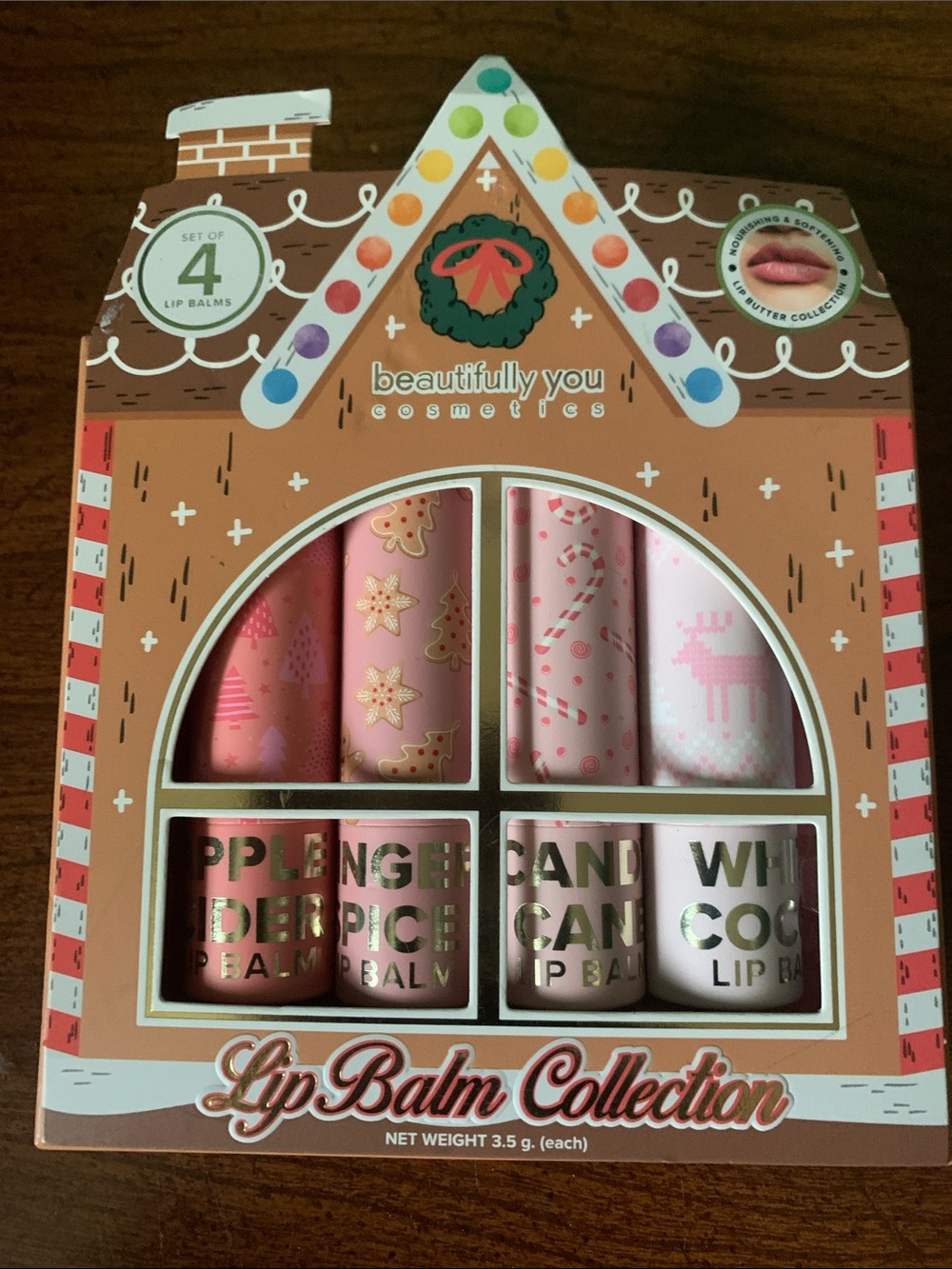 NWT beautifully you Cosmetics 4pc Festive Lip Balm Collection